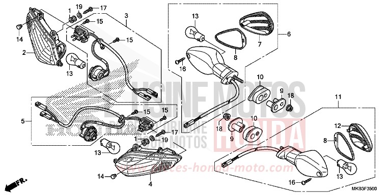 BLINKER von CBR1000RR „Fireblade“ ROSS WHITE (NH196) von 2016